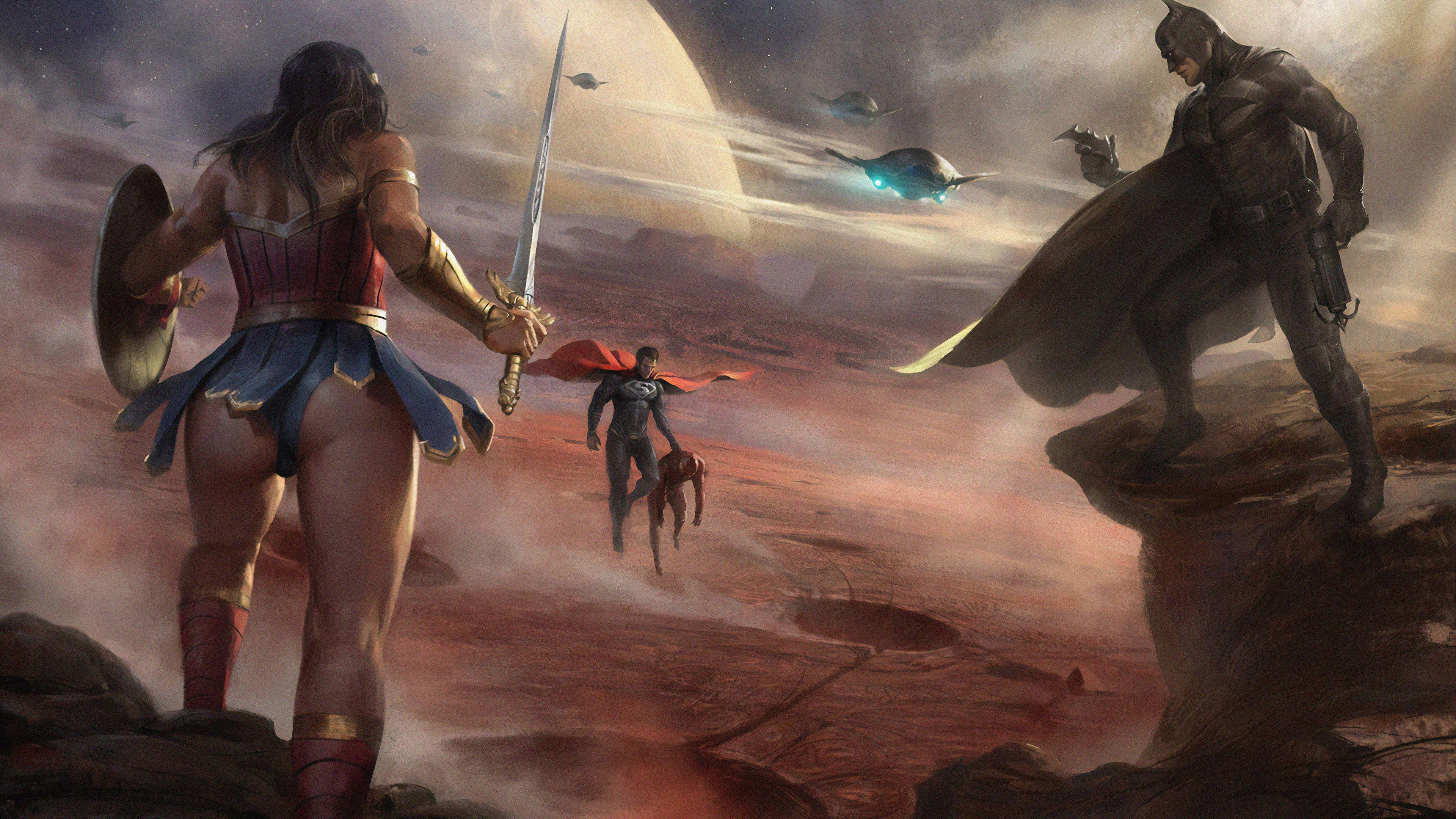 3840x2160 Wallpaper 4k Diana And Bruce Saving Flash From Superman 4k