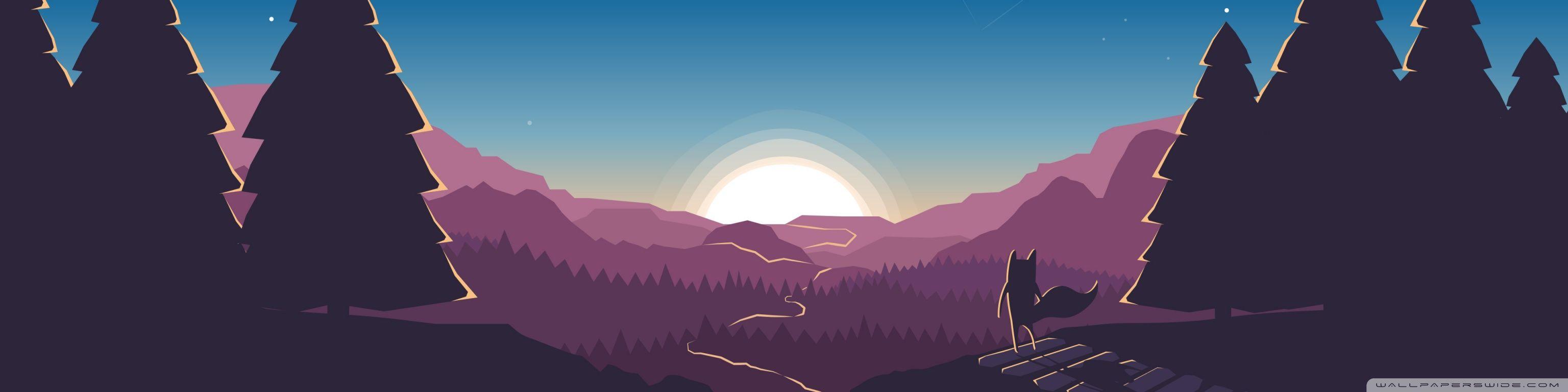 3072x768 Flat Design illustration Ultra HD Desktop Background Wallpaper
