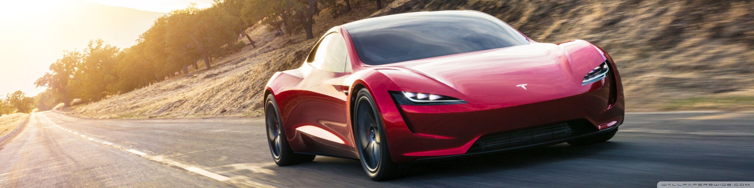 3072x768 Tesla Roadster Electric Supercar The Quickest Car Ever Wallpaper