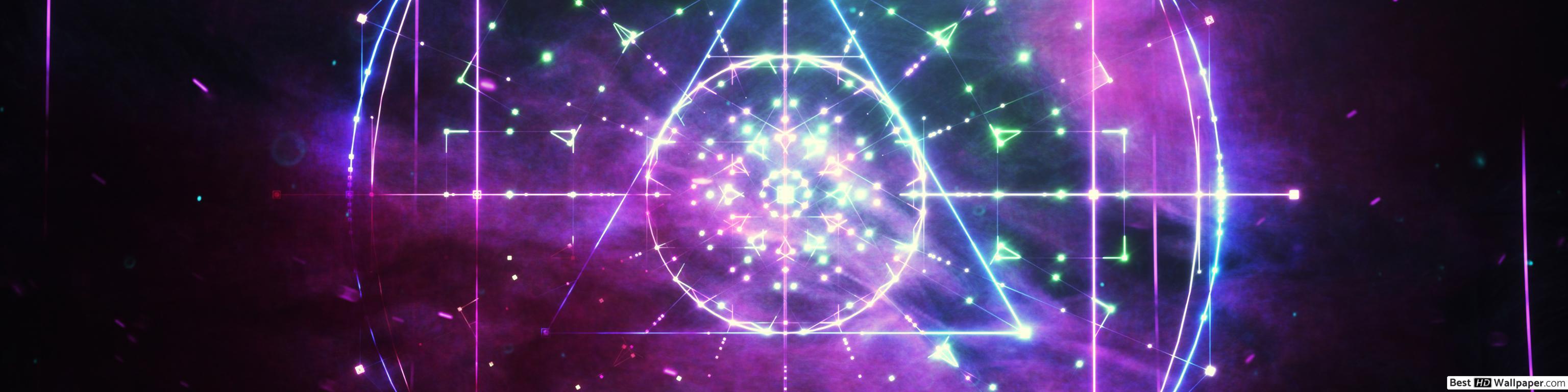 3072x768 Purple lines HD wallpaper download