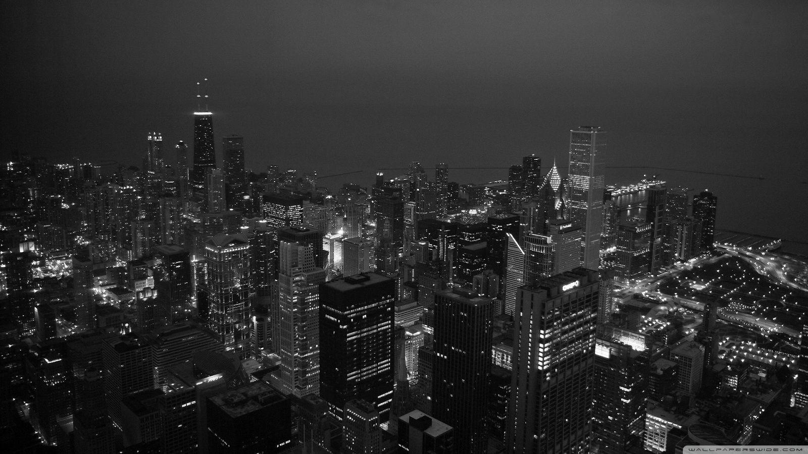 1600x900 Black And White City Ultra HD Desktop Background Wallpaper for 4K