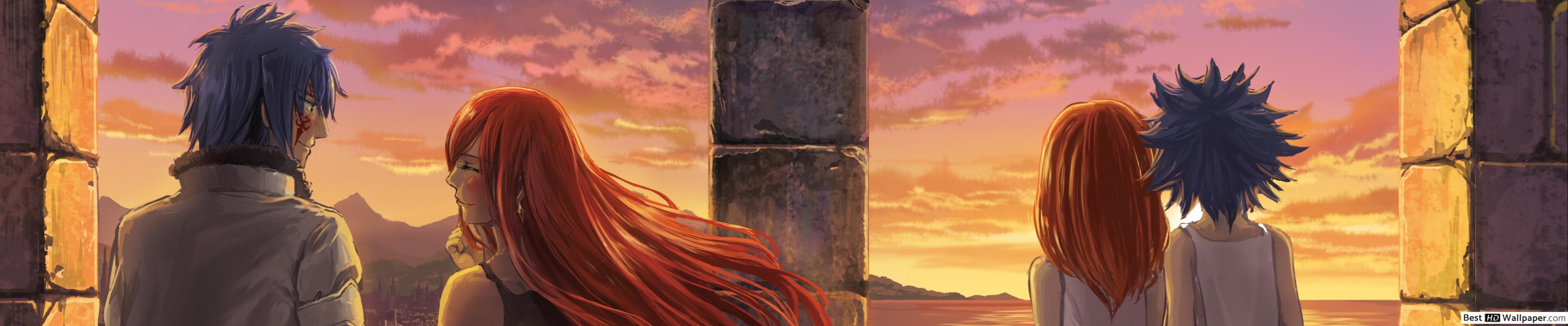4320x900 Fairy Tail Fernandes & Erza Scarlet HD wallpaper download