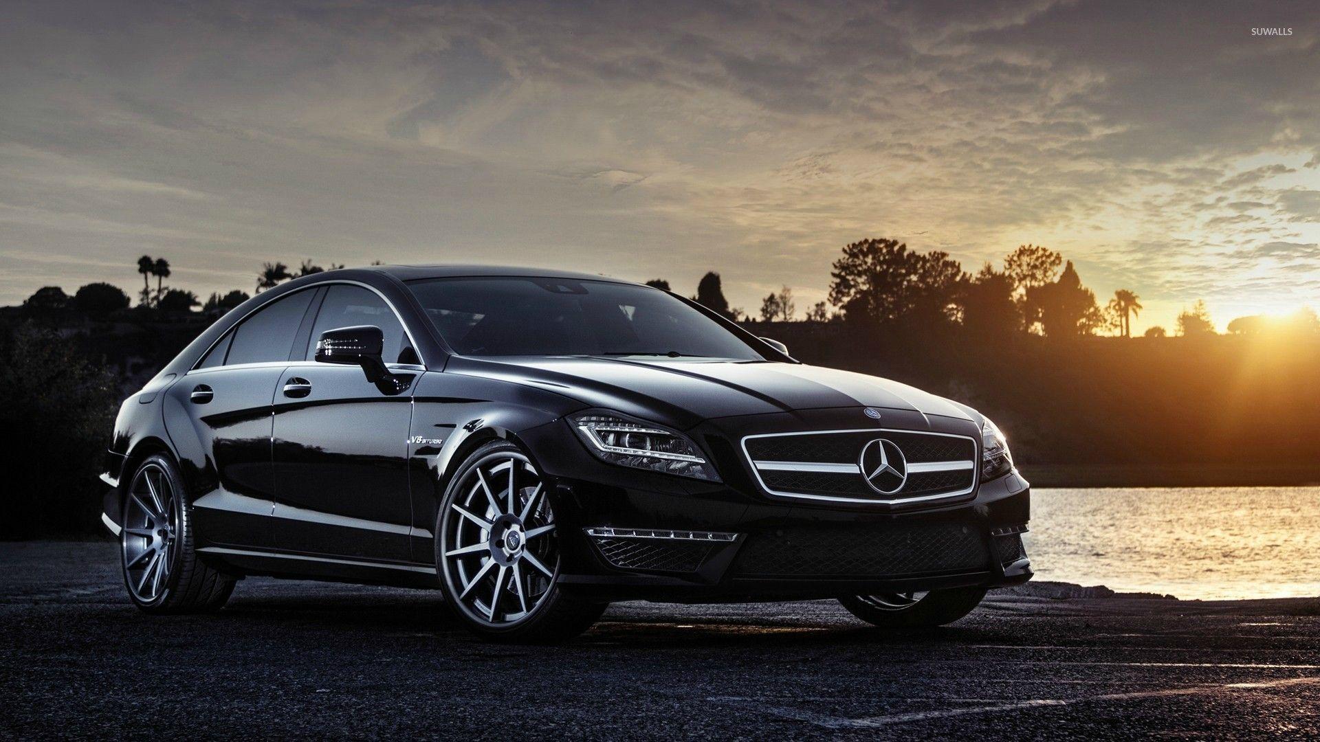 1920x1080 Black Mercedes Benz CLS63 AMG At Sunset Wallpaper Wallpaper