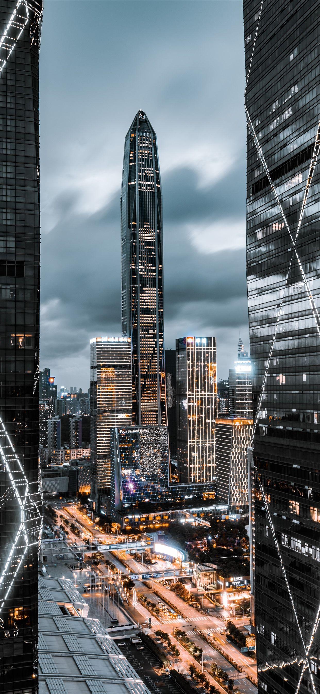 1242x2688 Shenzhen Ping An Financial Center, skyscrapers, city, China