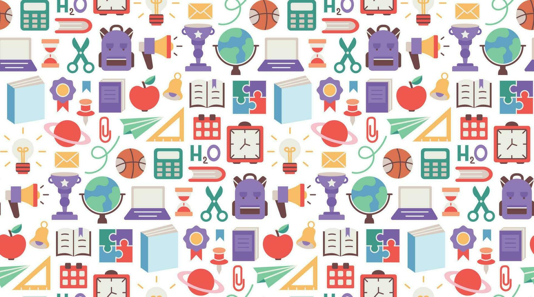 1759x980 Back to school. pattern seamless of stationery for studying at school. education kids accessory. print object stuff design. graphic wallpaper element children study. background vector illustration