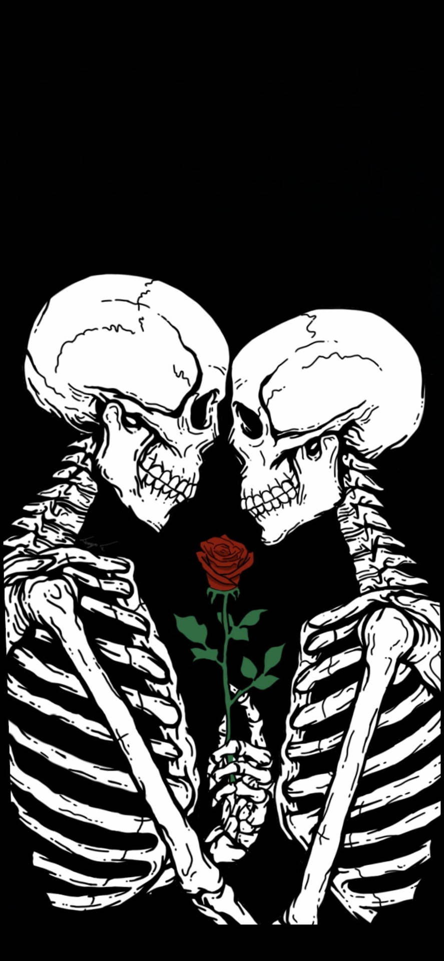 887x1920 Skeleton Love Wallpaper