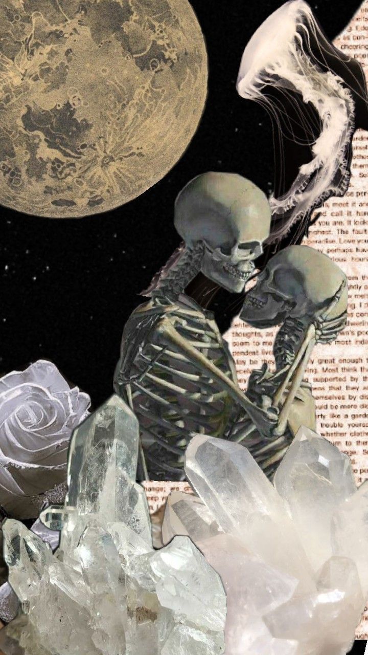 720x1280 Amanda. Skeleton kissing wallpaper aesthetic, Van gogh skeleton wallpaper, Skeleton couple wallpaper