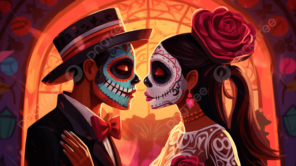 1200x675 Mexican Day Of The Dead Romantic Couple Background, Mexican Day Of The Dead, Skeleton, Day Of The Dead Background Image And Wallpaper for Free Download