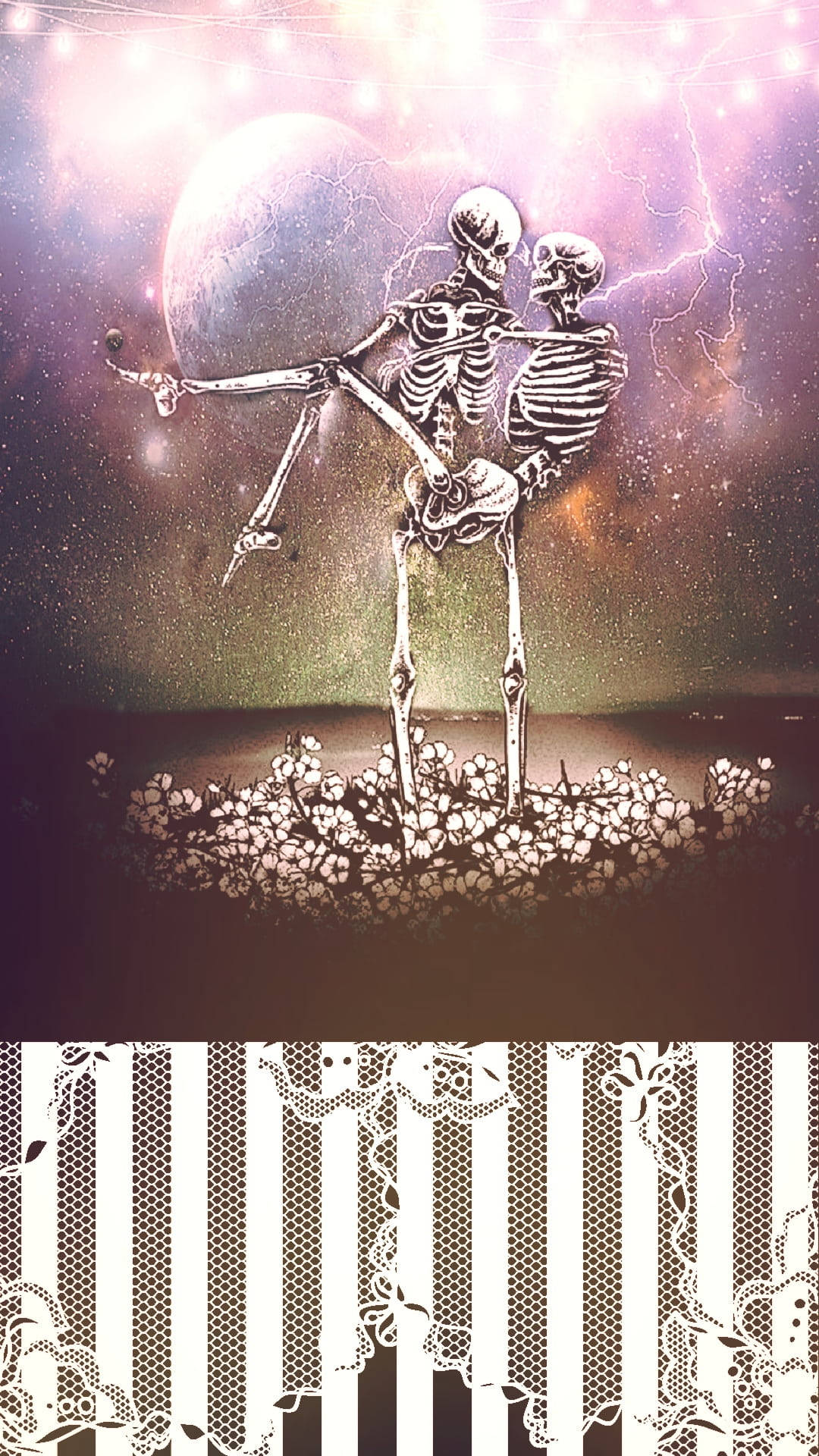 1080x1920 Download Eternal Love of Skeleton Couple in Bridal Carry Wallpaper