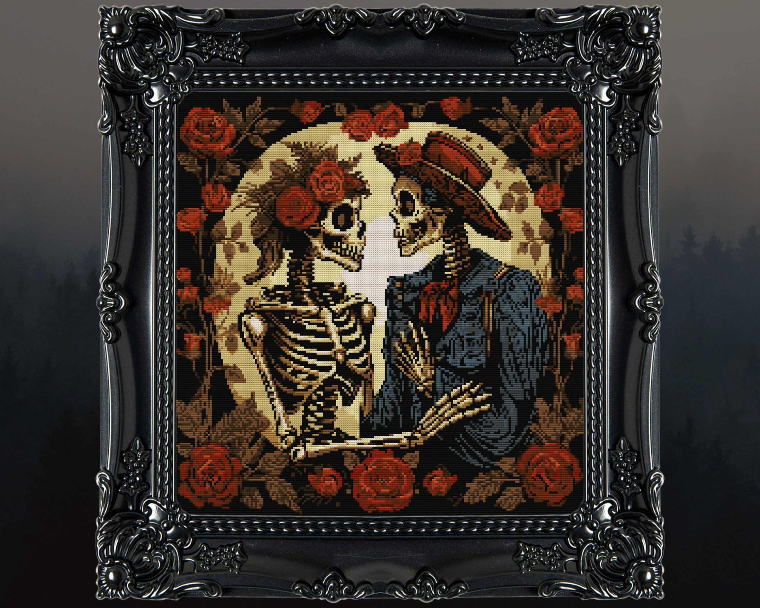 2560x2048 Skeleton Couple Cross Stitch Pattern