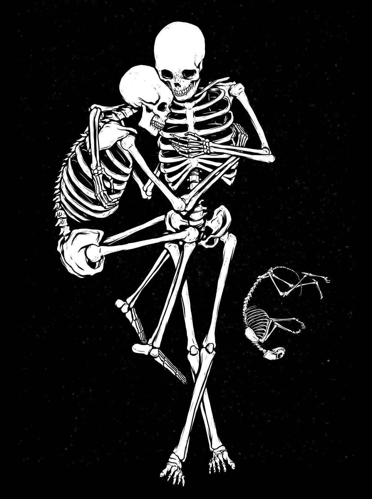 1200x1607 Download Skeleton Love With Dog Wallpaper