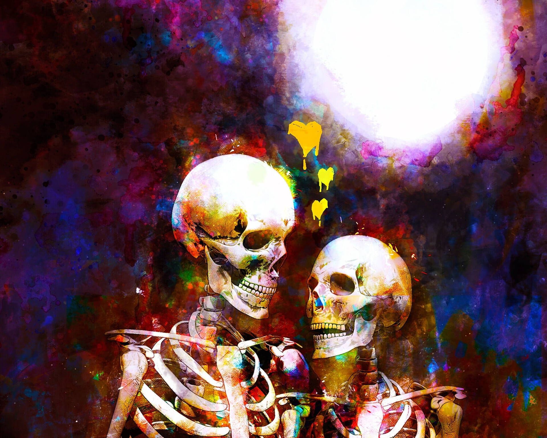 1920x1536 Download Surreal Art Skeleton Love Wallpaper