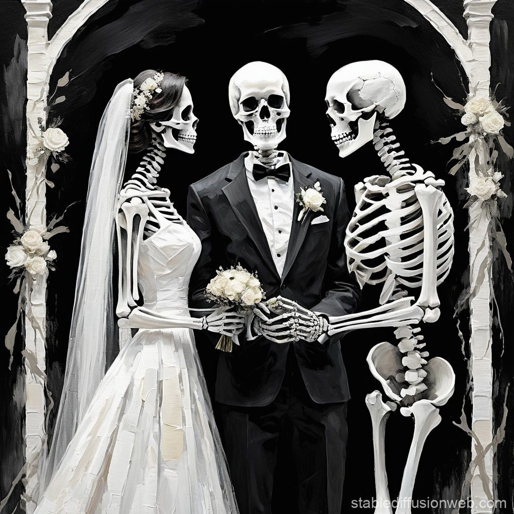 1024x1024 Elegant Skeleton Wedding Couple. Stable Diffusion Online