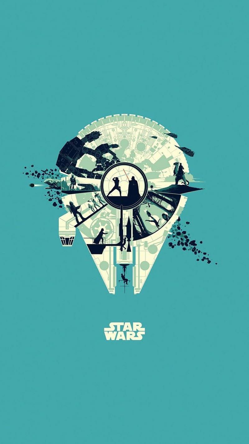 800x1422 Download Star Wars Millennium Falcon Cool Android Vector Wallpaper
