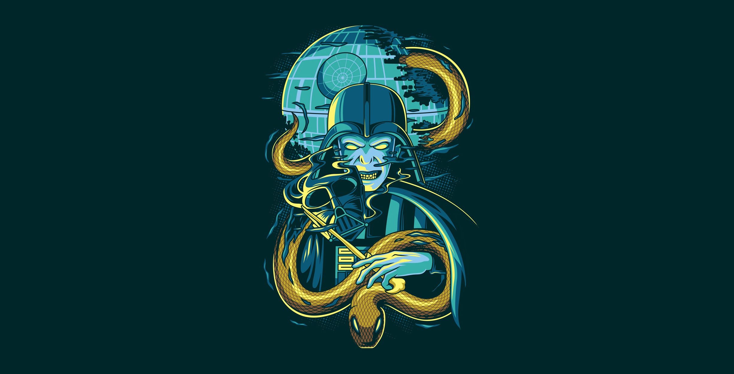 2450x1250 Wallpaper vector, Star Wars, Darth Vader, fantasy, Snake, art, background, animal for mobile and desktop, section минимализм, resolution 2450x1250