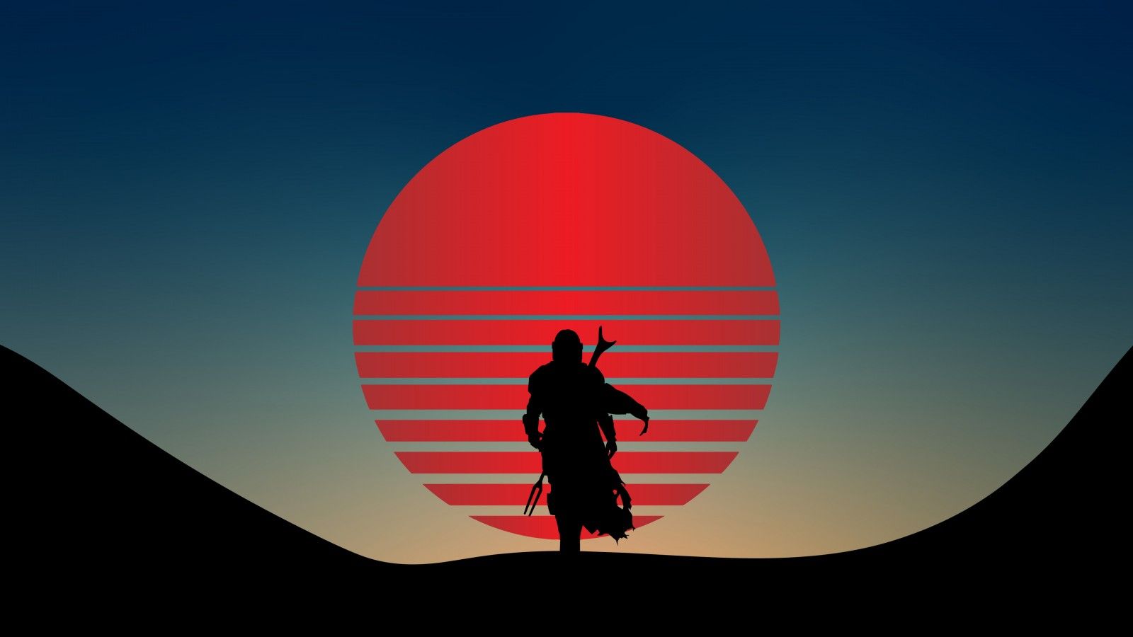 1600x900 Star Wars The Mandalorian 4K HD Vaporwave Wallpaper