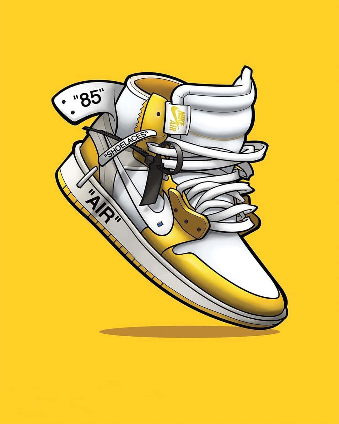 1080x1349 Download A Yellow And White Illustration Of A Pair Of Sneakers Wallpaper
