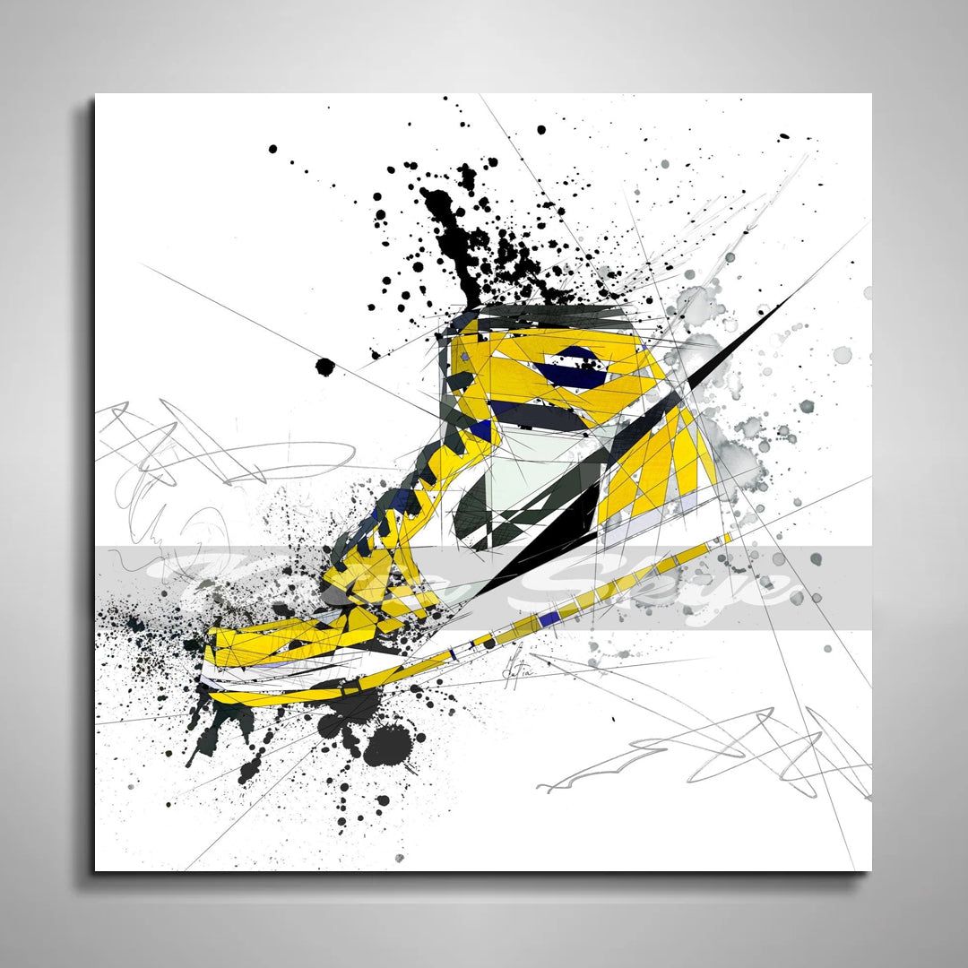 1080x1080 Air Jordan's Nike Yellow Sneakers Canvas Wall Basketball Shoes Wall Art 16x16 / Acrylic Print