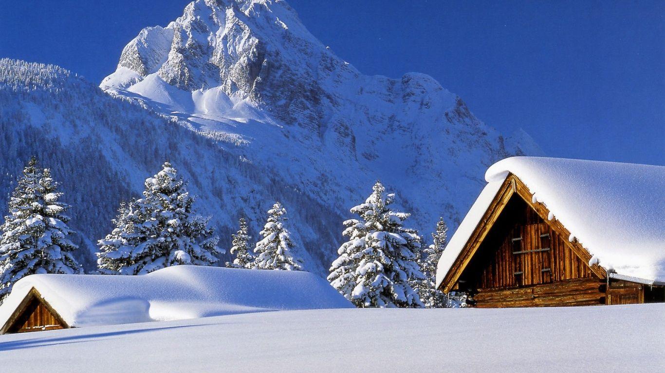 1366x768 Free download 1366x768 Winter Cabin desktop PC and Mac wallpaper