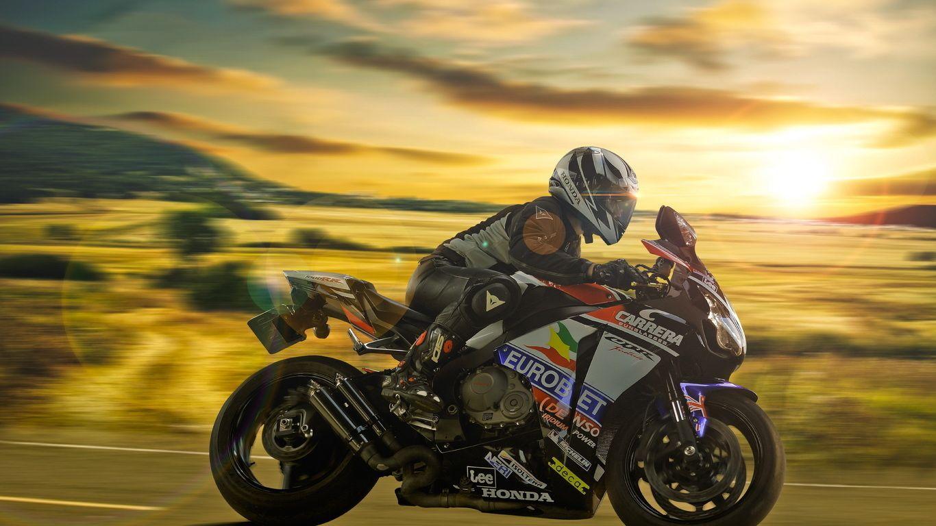 1366x768 isle of man tt, race, motorcycle, honda, motorcyclist