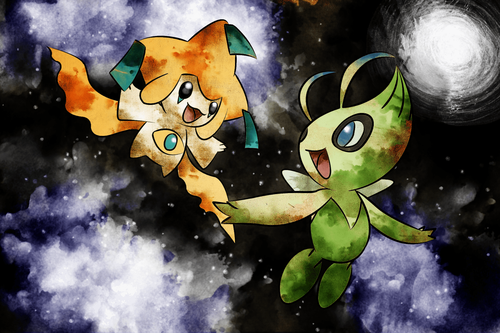 1600x1066 Celebi With Jirachi, Another 'pixie' Pokémon, Download Wallpaper