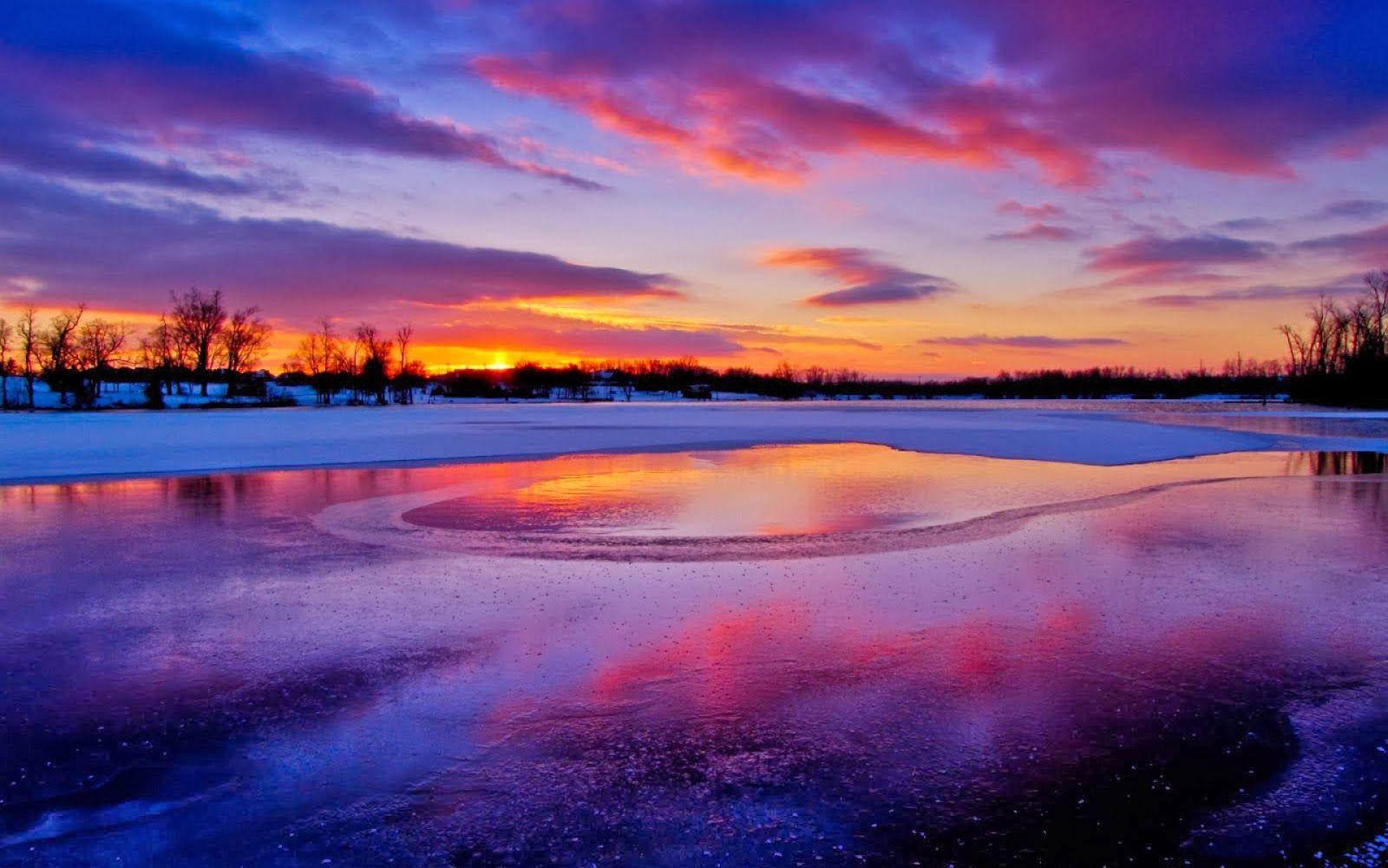 1600x1000 Free download Winter Sunset HD Wallpaper [1600x1000]