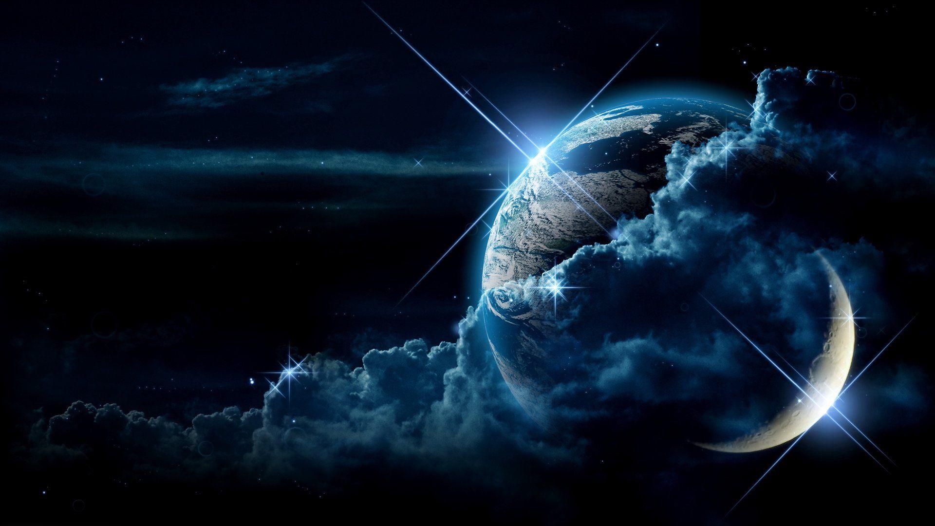 1920x1080 Majestic Full HD 1080p. Wallpaper planet, clouds, light, star