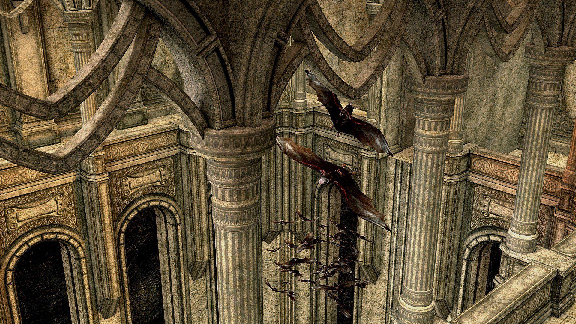 1920x1080 architecture, Castle, Digital art, Interior, Bats, Flying, Column