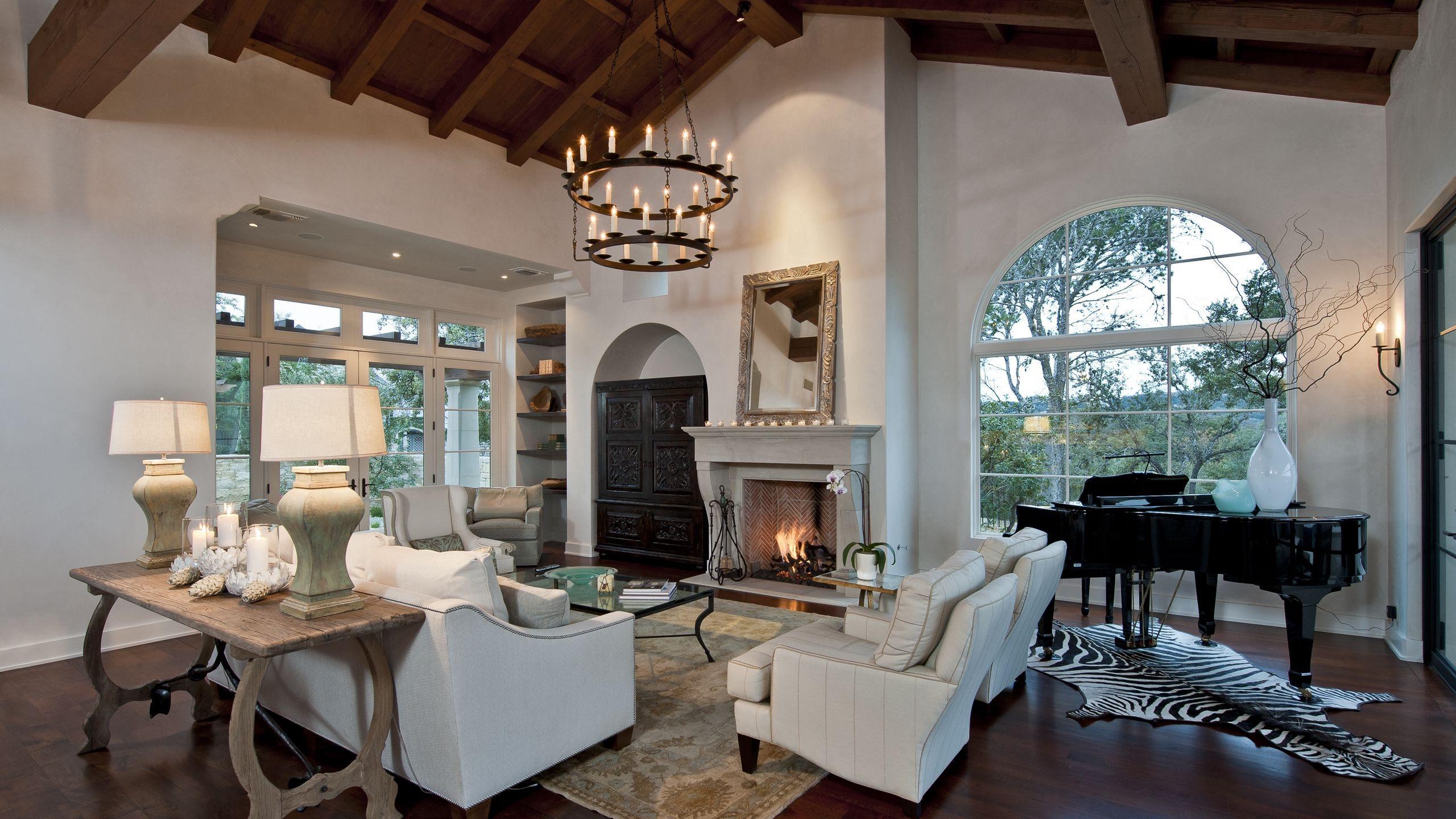 2560x1440 Download wallpaper 2560x1440 fireplace design, interior design