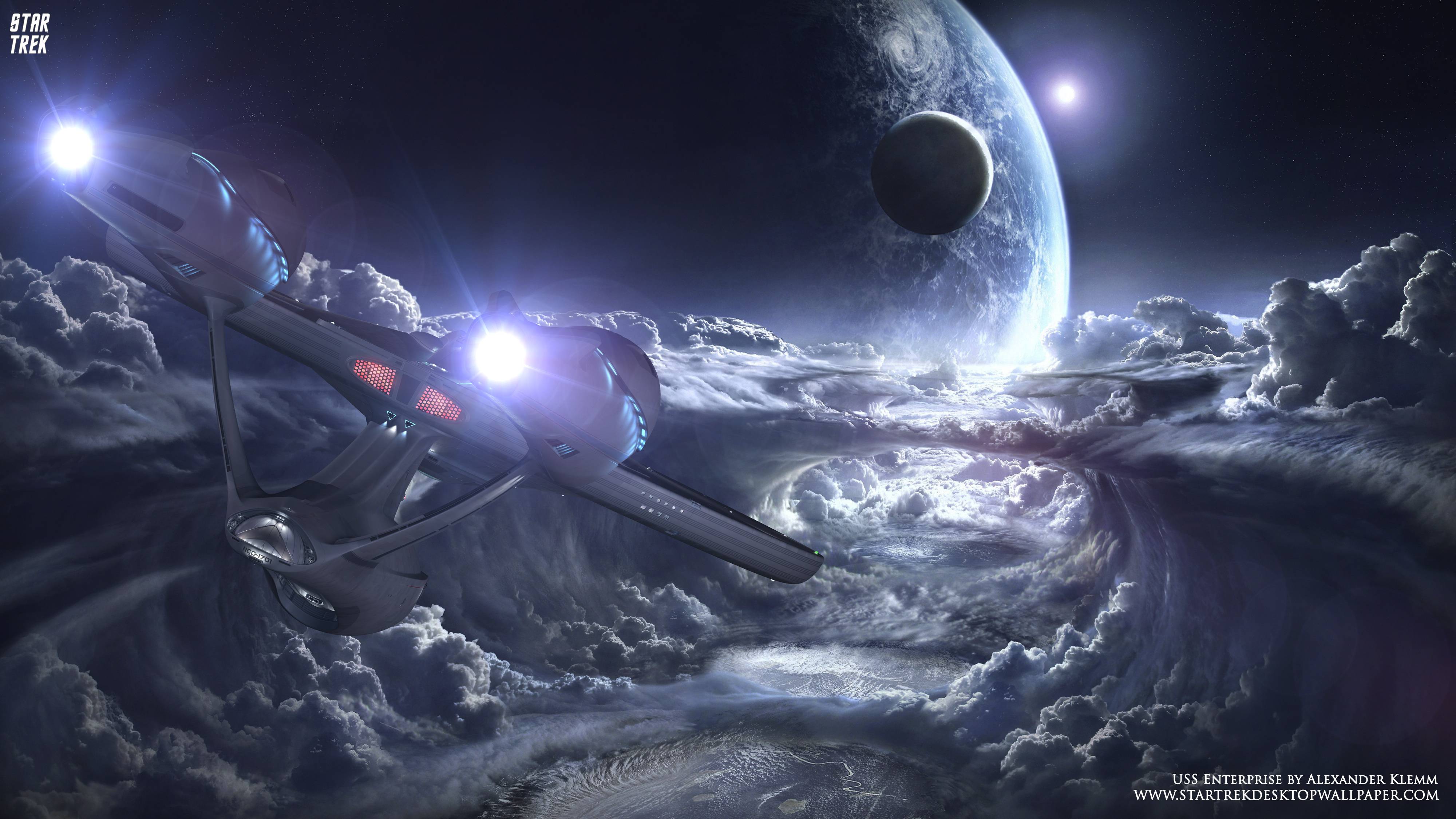 4000x2250 Star Trek USS Enterprise NCC 1701 Over New Planet, Free Star Trek