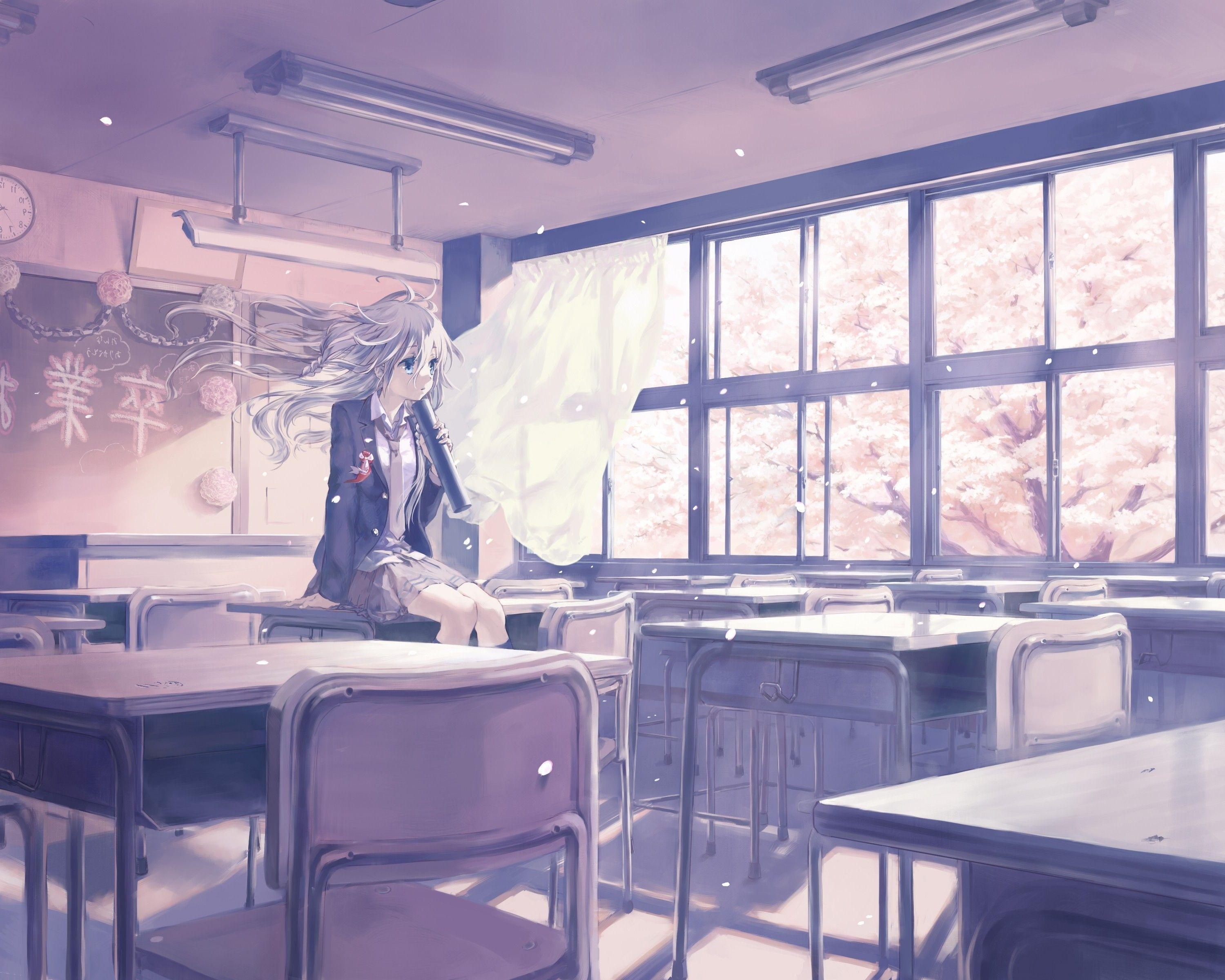 Anime Classroom background 3D renderAnime style Stock Illustration   Adobe Stock