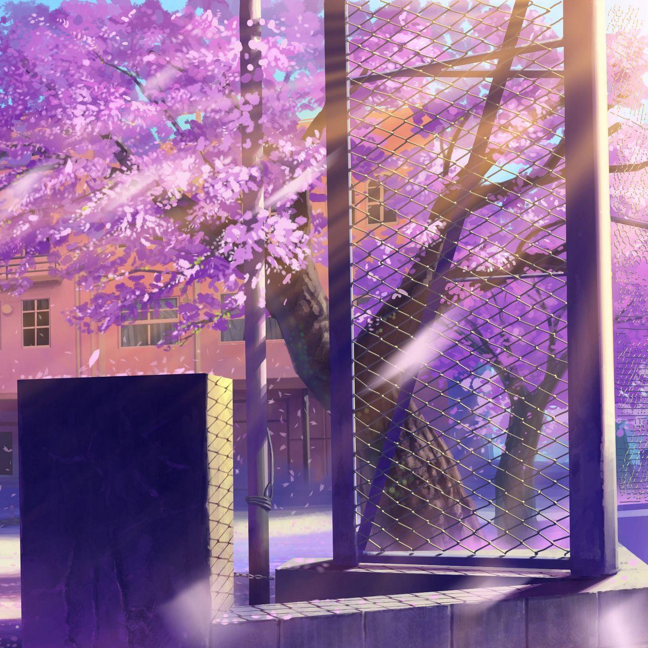 1280x1280 Download wallpaper 1280x1280 anime, school, winter street ipad