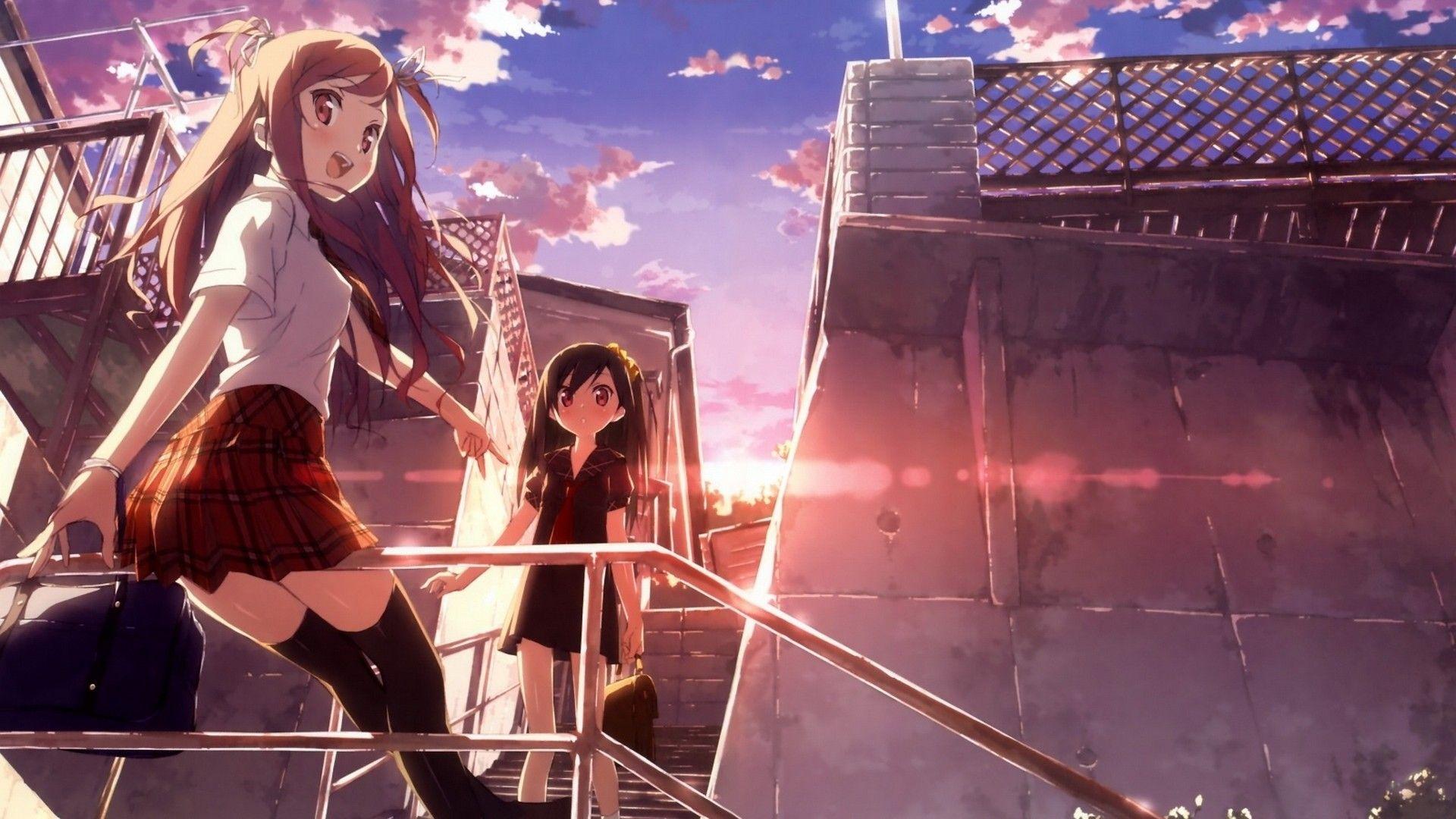 1920x1080 school uniforms, anime girls, sailor uniforms, original characters, school bags wallpaper