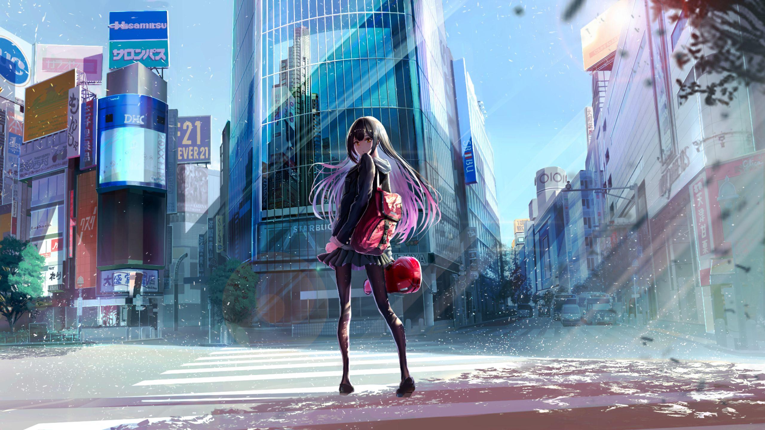 2560x1440 School Anime Girl 1440P Resolution Wallpaper, HD Anime