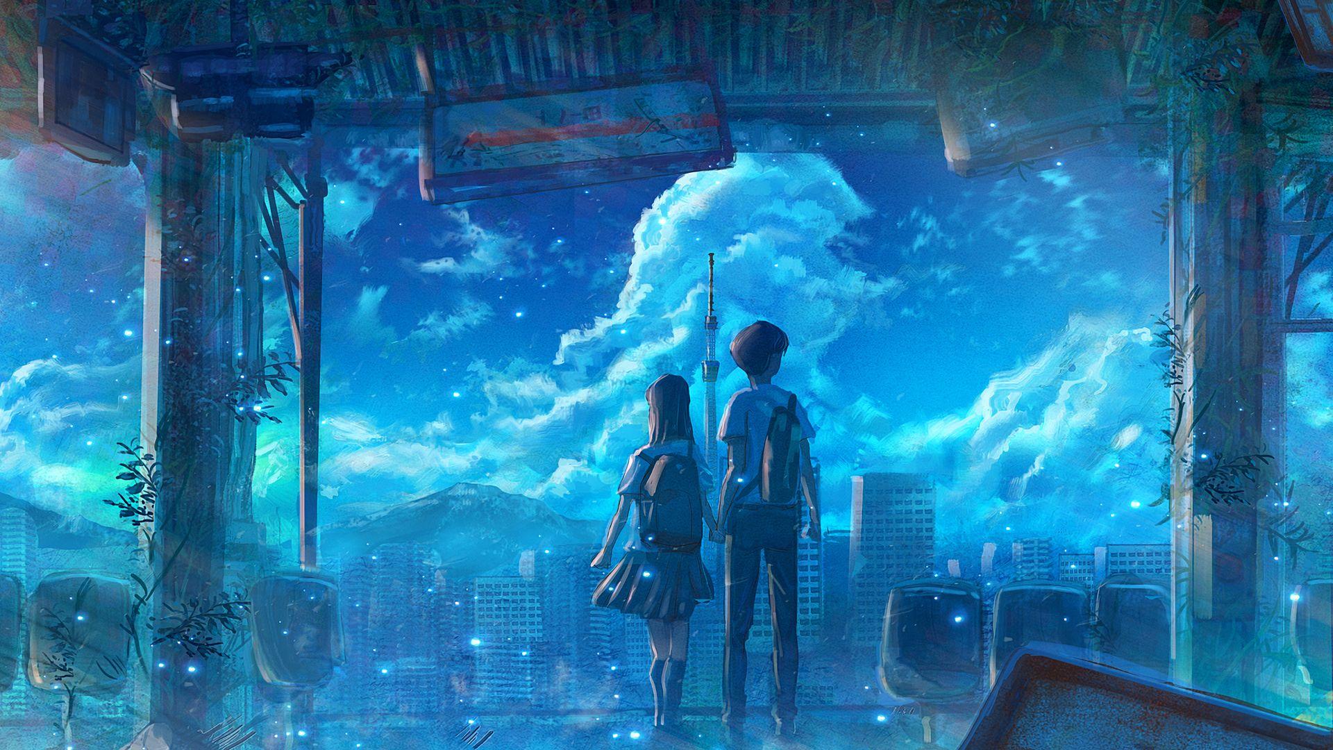 1920x1080 Anime School Couple Laptop Full HD 1080P HD 4k
