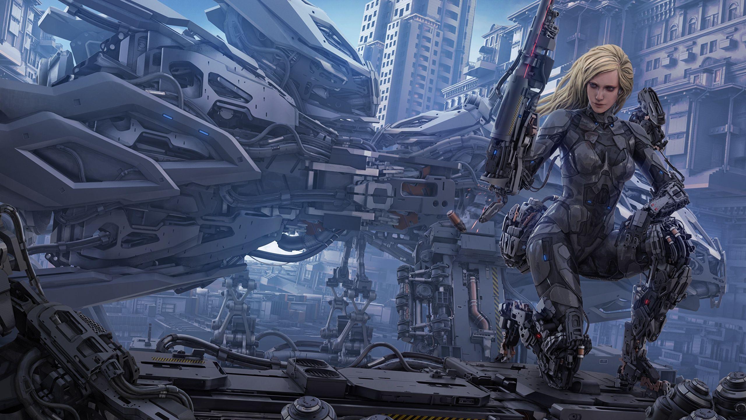 2560x1440 image Cyborg Blonde girl Warriors Michael Cooper, An Aeon 2560x1440