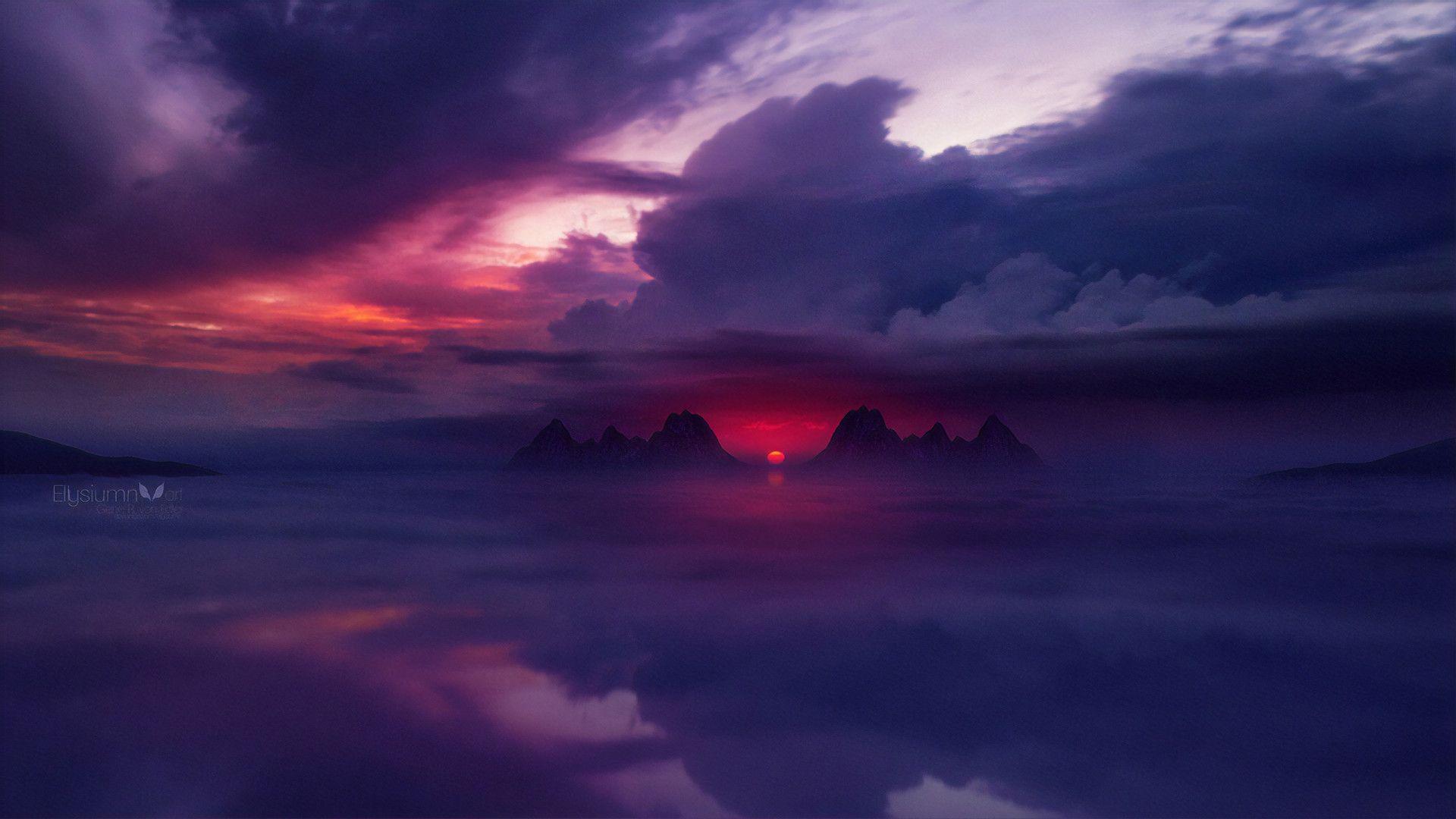 1920x1080 Sunset Ocean Digital Art Laptop Full HD 1080P HD 4k