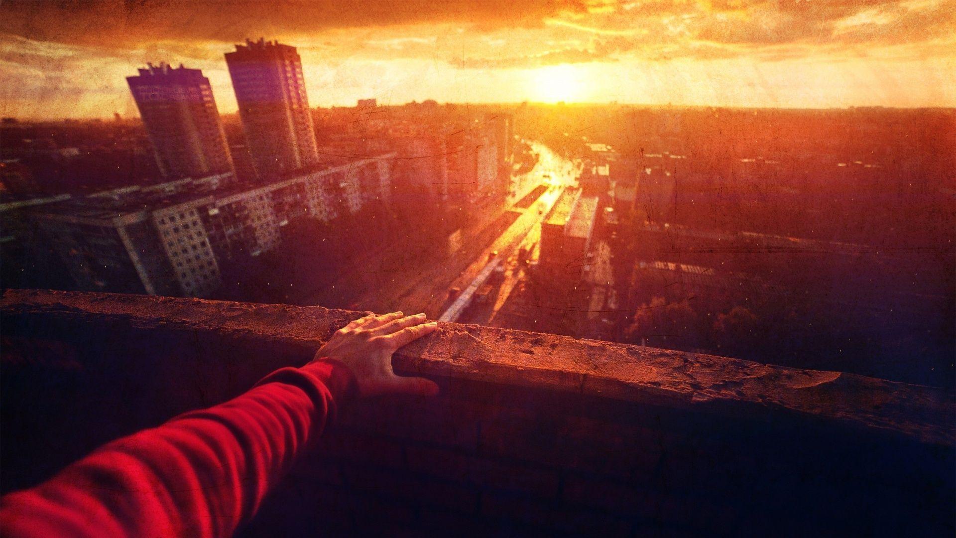 1920x1080 Sunset over the City desktop PC and Mac wallpaper