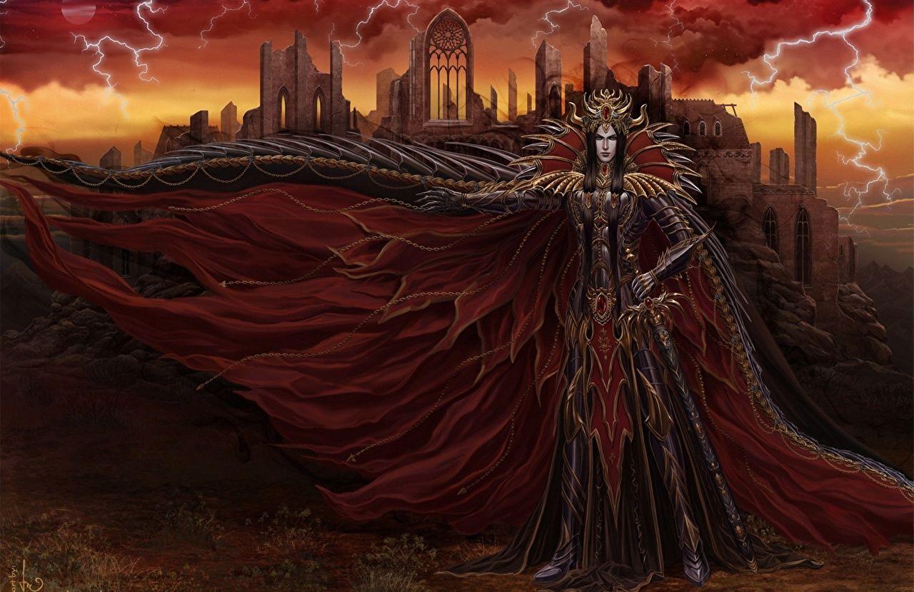 1280x829 Picture armour Man Dark Lord Fantasy Ruins Cloak