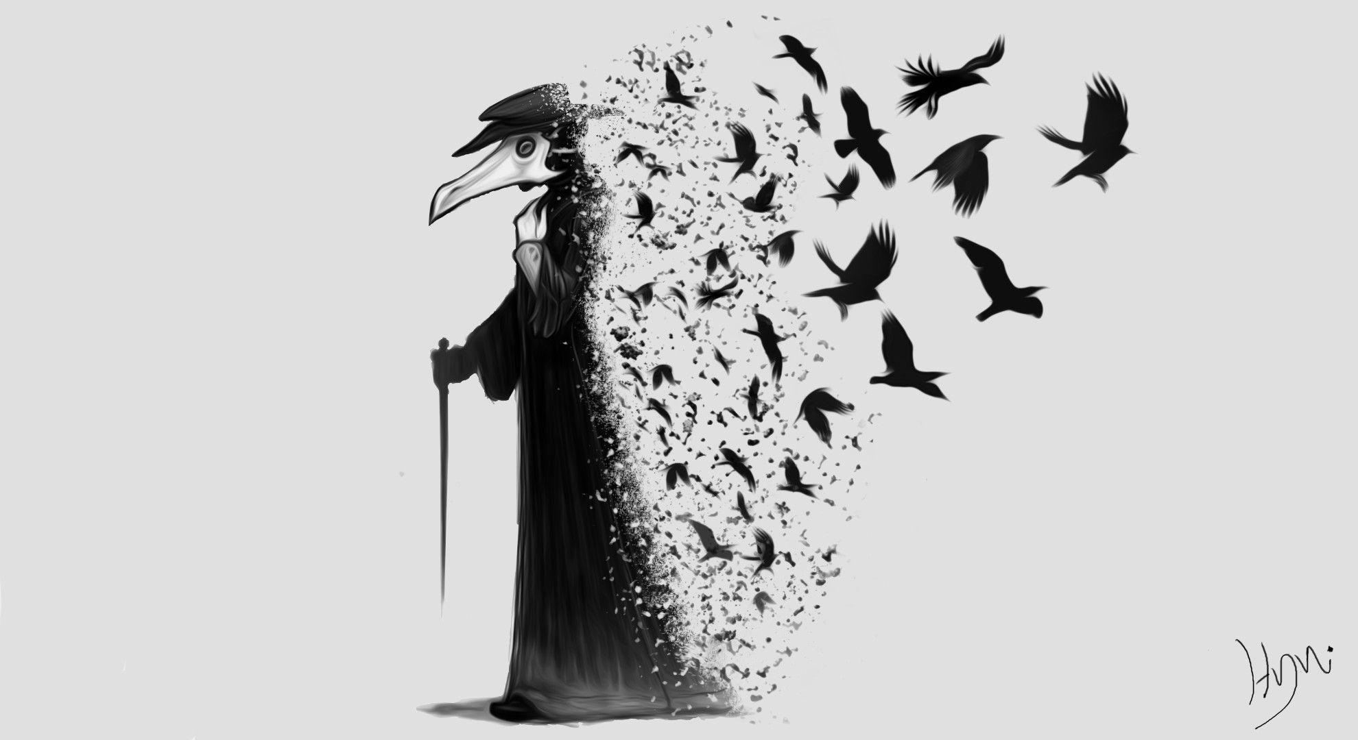 1980x1080 plague doctors, Plague, The Darkness, Dark, raven, Crow, Black