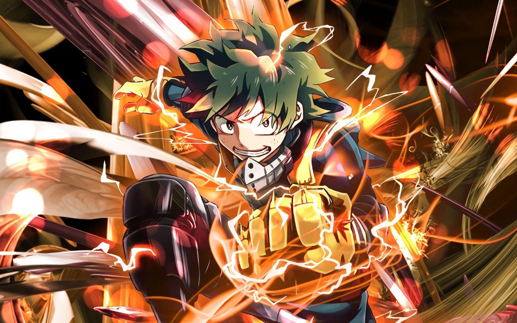 1680x1050 Download 1680x1050 wallpaper anime, izuku midoriya, fire power