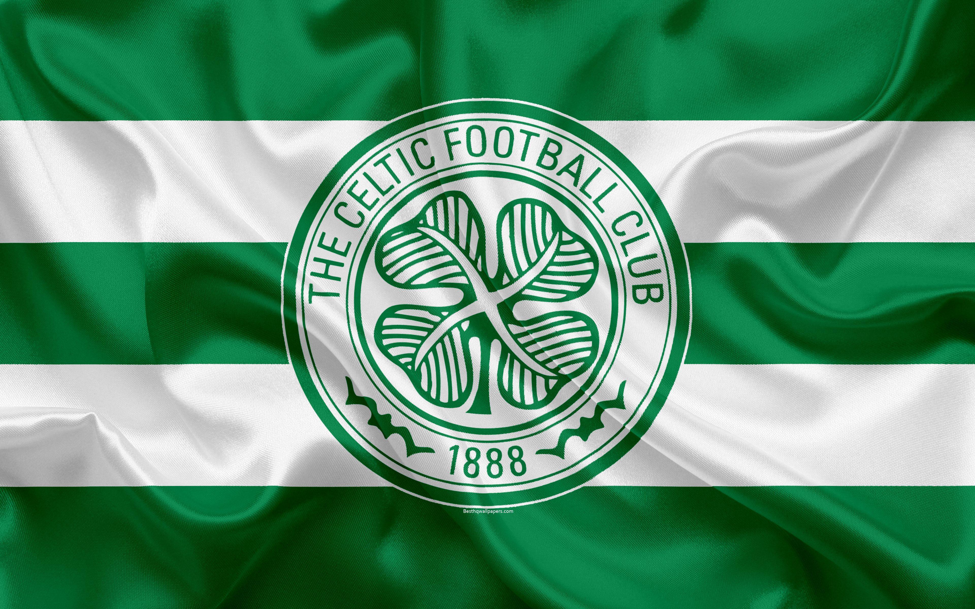 3840x2400 Download wallpaper Celtic FC, 4K, Scottish Football Club, logo, emblem, Scottish Premiership, football, Glasgow, Scotland, UK, silk flag, Scottish Football Championship for desktop with resolution 3840x2400. High Quality HD picture wallpaper