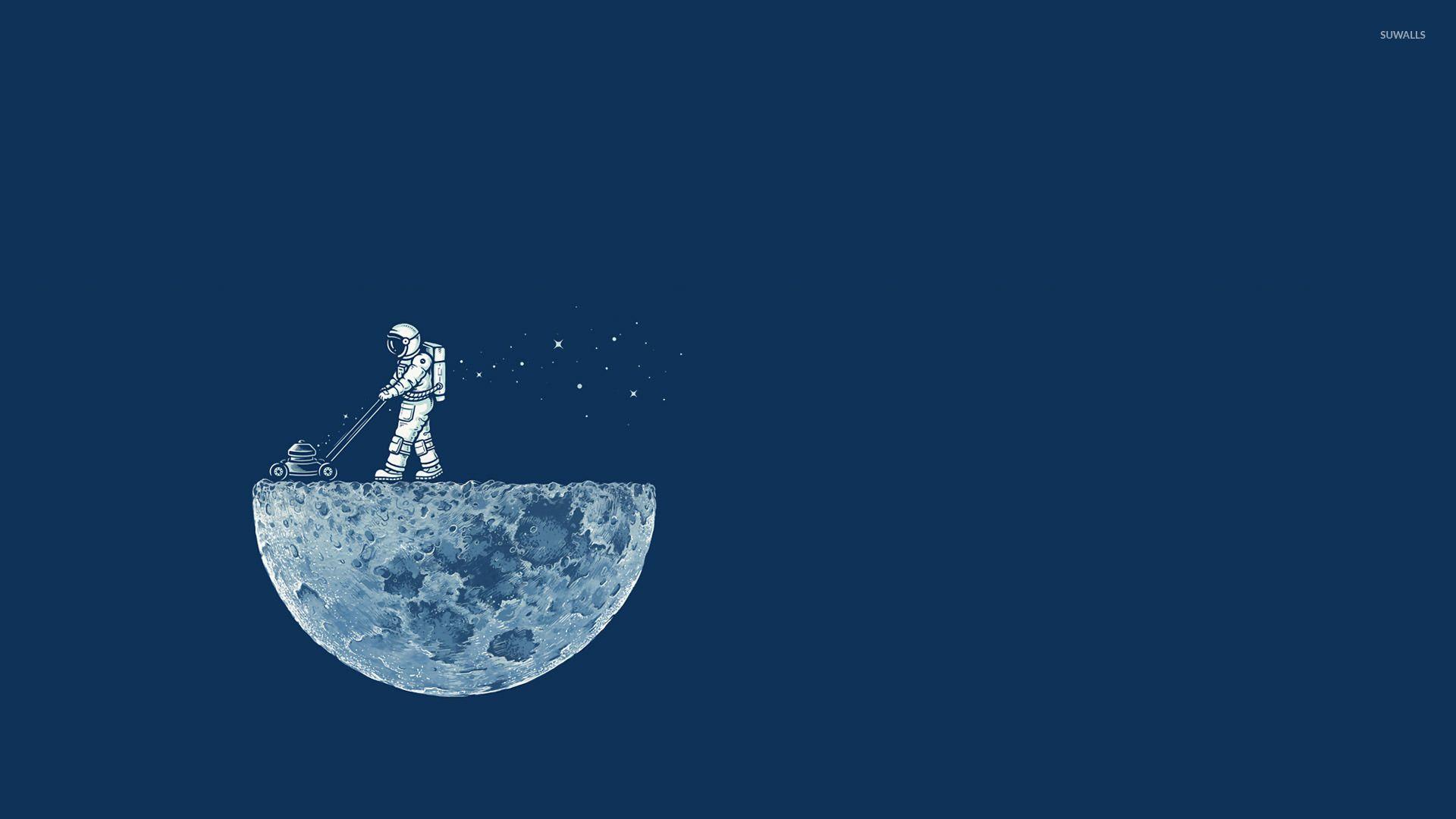 1920x1080 Astronaut on the Moon Wallpaper