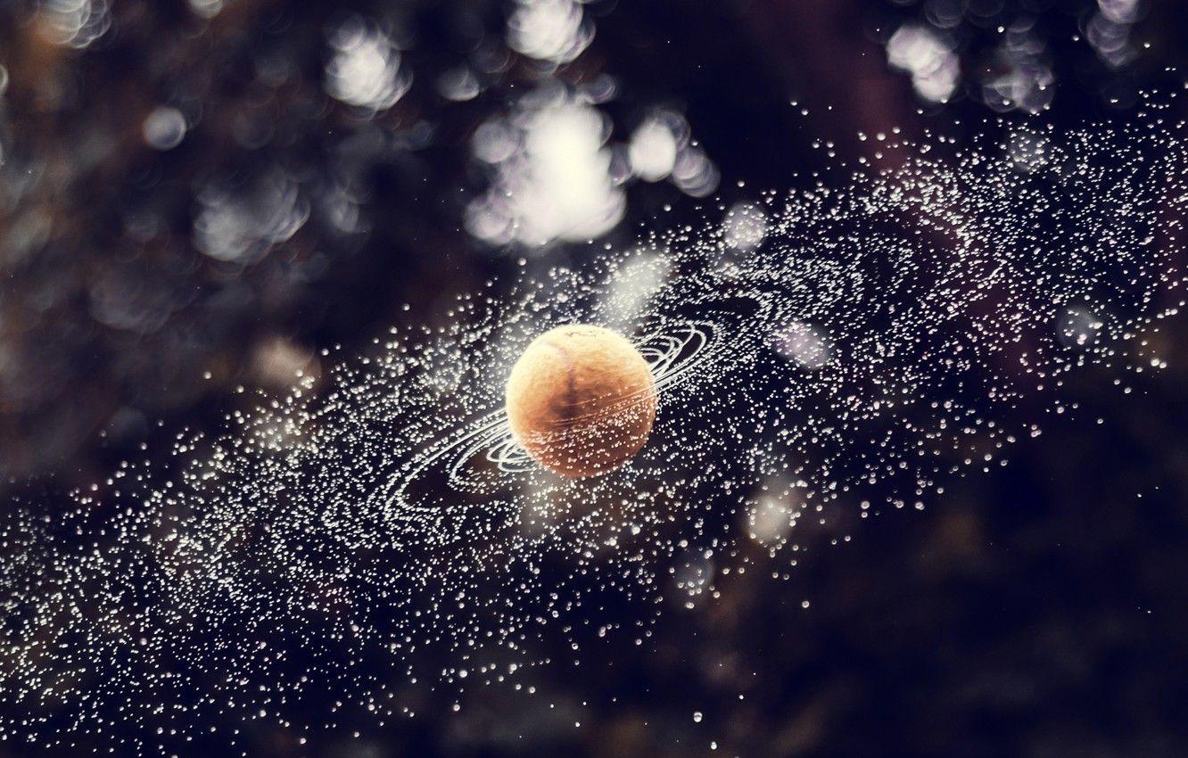 1332x850 Wallpaper drops, squirt, galaxy, tennis ball image for desktop