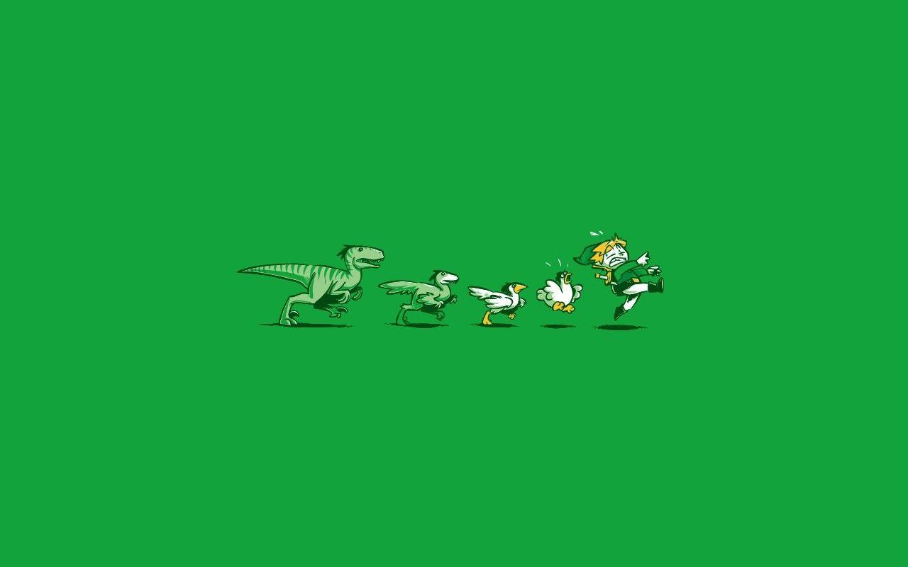 1280x800 link dinosaurs chicken the legend of zelda evolution fun art