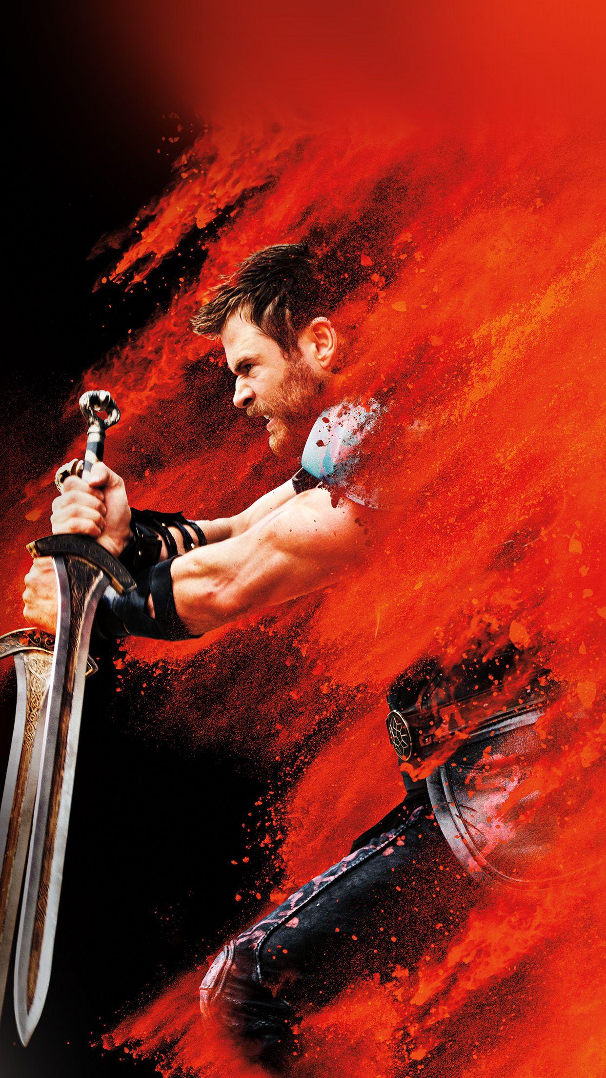 1242x2208 Thor Ragnarok Red Film Marvel Hero Art Illustration Wallpaper