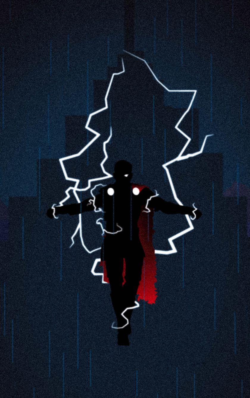 840x1336 Download 840x1336 wallpaper god of thunder, superhero, silhouette