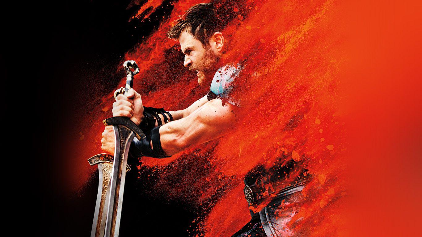 1366x768 Thor Ragnarok Red Film Marvel Hero Art Illustration Wallpaper