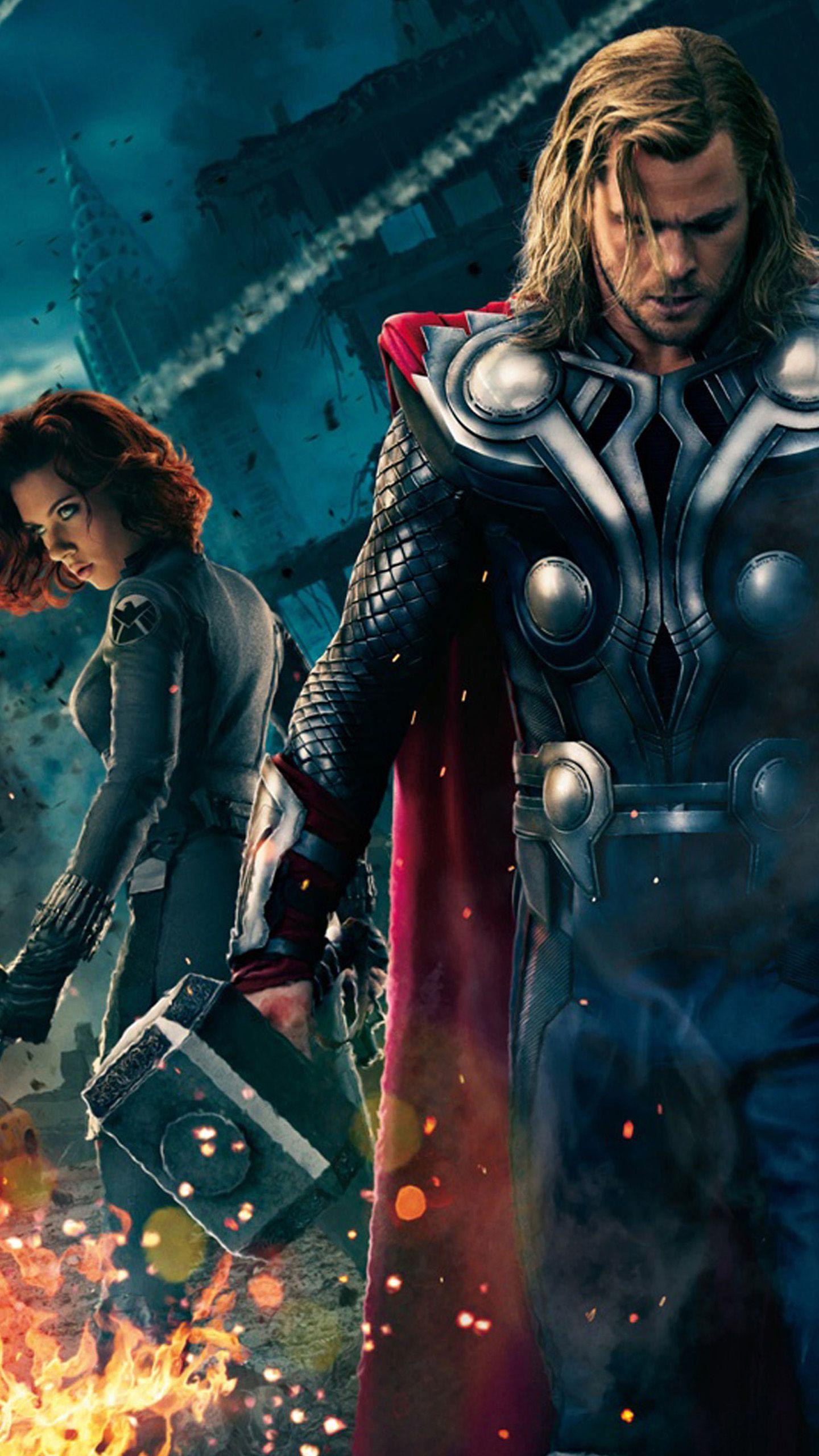 1440x2560 Google Nexus 6 Wallpaper: Black Widow and thor Android Wallpaper