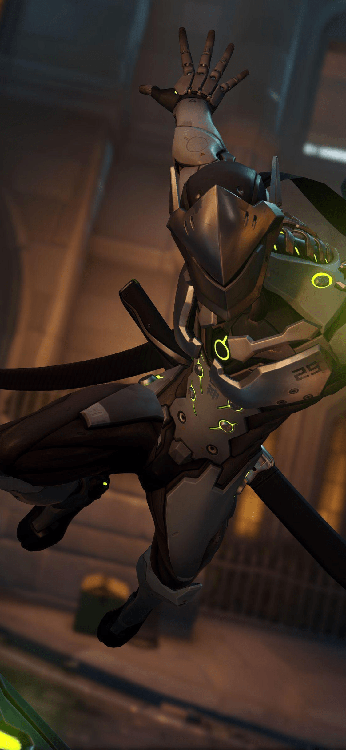 1125x2436 iPhone X Genji Shimada Action Cyborg Ninja Wallpaper : Games